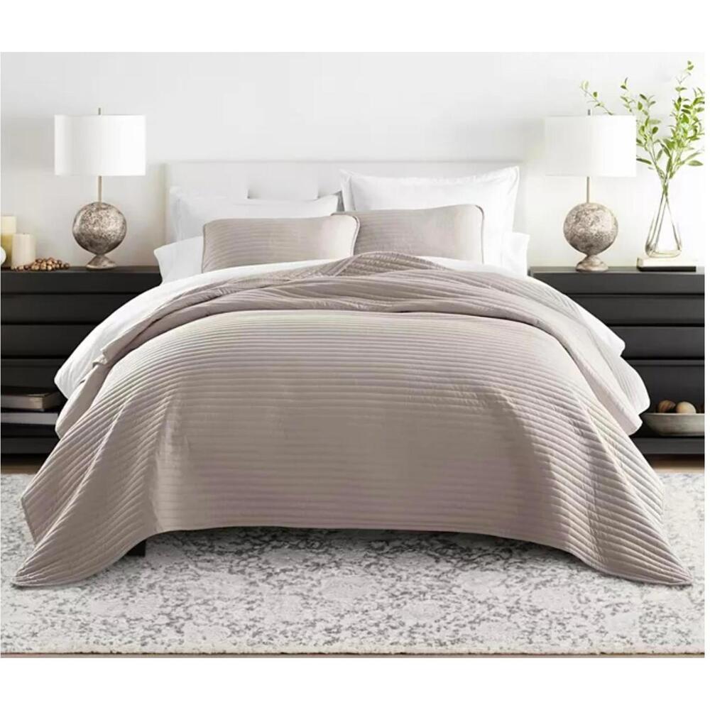 Macy's Taupe Quilted Stripe Comforter Set